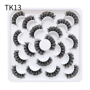10 Pairs Flower Tray False Eyelashes DD Curl Natural Daily Makeup Long Black Eye Lashes Tray