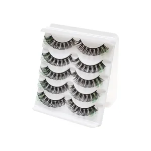 5 Paar farbige künstliche Wimpern DD Schwung natürlich dicht Make-up Wimpern Set