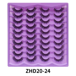 20 Paar spitz zulaufende künstliche Wimpern kurze dichte gemischte Make-up Detailansicht