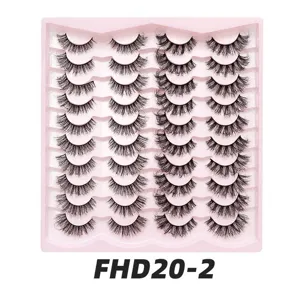 20 Paar künstliche Wimpern kurze 3D Wimpern Set rosa Palette Make-up Detailansicht