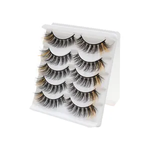 Colored False Eyelashes 5D Curly Natural Fluffy Mixed Color Eyelashes For Women Professional Makeup Daily Party Cosplay Lashes