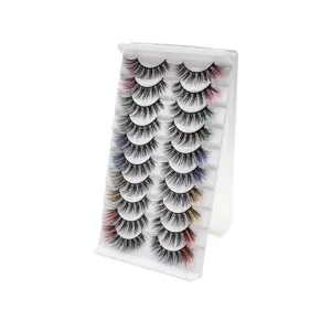 Bunte 3D Falsche Wimpern Dicke Voluminöse Lockige Künstliche Nerzwimpern Für Make-up Party Damen Schönheit Zubehör