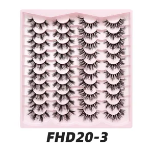 20 paare künstliche wimpern set natürliche kurze 3d volumen wimpernverlängerung make-up