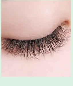 Nahaufnahme Detail von natürlichen geschwungenen künstlichen Wimpern für Augen Make-up.
