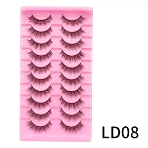 10 Paar künstliche Wimpern natürliche geschwungene Wimpernverlängerung Schale rosa Alltag