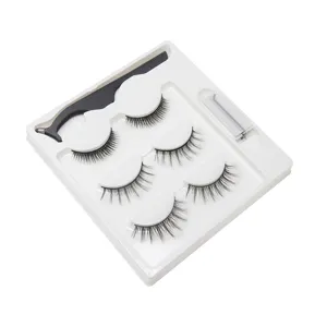 Faux Cils Auto-adhésifs Sans Colle Cils Naturels Segmentés Avec Pince À Epiler Et Bandes Adhésives Pour Maquillage Des Yeux Femme