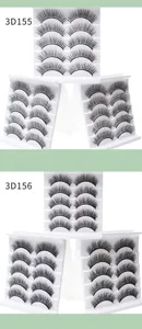 Detailansicht von 3D kuenstlichen Wimpern im 5er-Pack, natuerlich geschwungene Form.