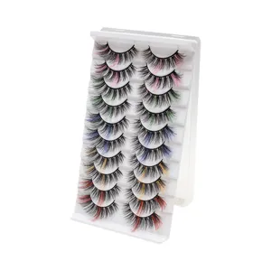 10 Paar 3D Bunte Falsche Wimpern Natürliche Lange Flauschige Volumen Künstliche Wimpern Set