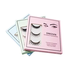 DINGSEN kit de faux cils autocollants avec trois paires, pince à épiler et bandes de colle.