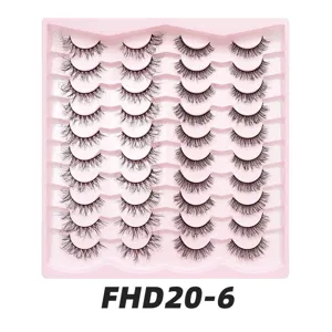 Großhandel 20 Paar künstliche Wimpern kurze 3D natürliche Wimpern mit rosa Tablett Makeup.