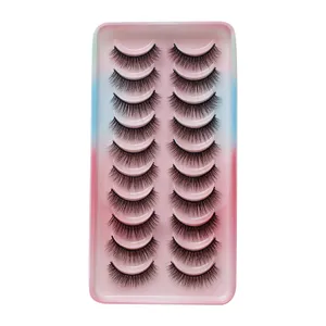 Natürliche Lange Falsche Wimpern 3D-Effekt Kleiner Teufel Stil Kunstfaser Wimpern Set Für Damen Tägliches Augen Make-up