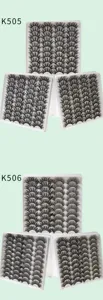 Detailansicht von künstlichen Wimpern in K505 und K506 Modellen, natürlich dicker Stil.