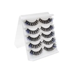5 Paar bunte künstliche Wimpern schwarz blau gemischt natürliches dickes Wimpernset