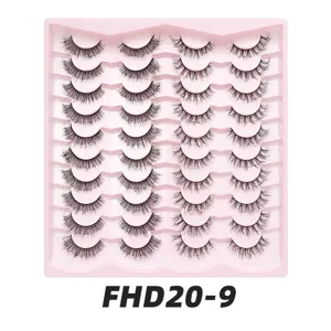20 Paar künstliche Wimpern im rosa Tablett, kurze 3D Volumen natürliche Wimpern-Set.