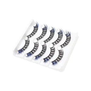 Bunte künstliche Wimpern Set DD Schwung schwarz blau Mix natürliche dicke Wimpern 10 Paar