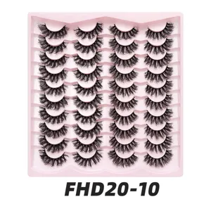 Detailansicht von 20 Paar kurzen 3D-Künstlichen Wimpern auf rosa Schale, Lash-Produkt.