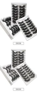 Großhandel lange flauschige künstliche Wimpern Mehrere Paare Tabletts Detailansicht Set.