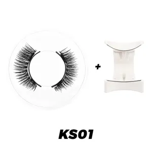 Magnetische künstliche Wimpern Set mit transparenter Basis und weißem Applikator Tool KS01
