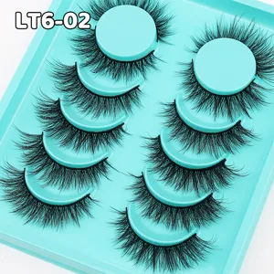 Falsche Wimpern 6 Paar natürliche dicke gefälschte Wimpern Set mit blauer Aufbewahrungsschale