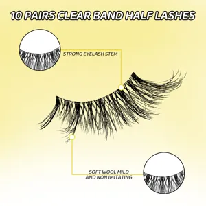 10 paar transparente band halbe kunstwimpers weiche natuerliche augen make up details