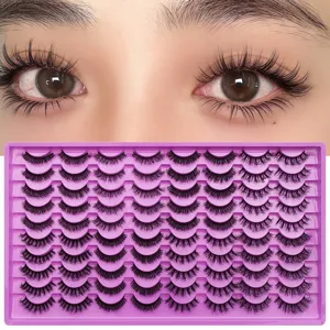 Voluminous Natural False Eyelashes Set Segmented Multi-Layered Lashes Extensions Synthetic Fiber Makeup For Women