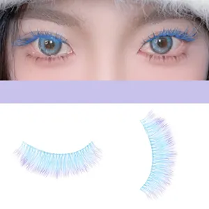 Bunte Farbverlauf künstliche Wimpern, natürliche flauschige Wimpern für Make-up Alltag Party Look.