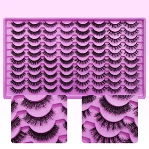 40 pairs false eyelashes set with purple tray thick natural dramatic volume eye lashes makeup