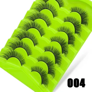Kunstwimpern Set 7 Paar dicke flauschige grüne Schale Make-up Beauty Zubehör Artikel