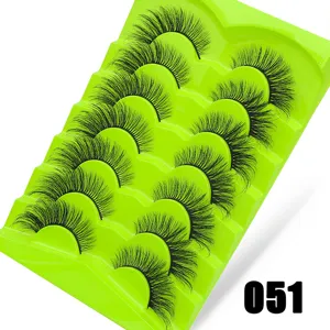7 Paare künstliche Wimpern flauschig dick Fuchs Stil dramatische Wimpern mit grüner Schale