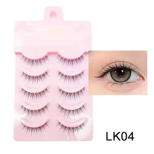 5 Paar künstliche Wimpern natürliches Make-up Alltag rosa Schale Design leicht wiederverwendbar