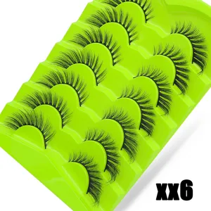Großhandel künstliche Wimpern 7 Paare flauschige dramatische Wimpern mit grüner Schale.