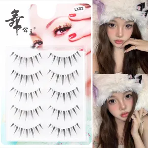 Natürliche Lange Synthetische Faser Falsche Wimpern Zackige Anime Kleiner Teufel Stil Transparentes Angelband Handgemachte Wimpern Alltägliche Make-up Tools Für Damen