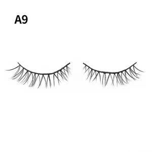 Natürliche künstliche Wimpern Kreuz Stil schwarzer Stiel tägliches Make-up Wimpern Paar
