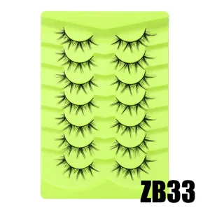 7 Paare Künstliche Wimpern Fuchsblick Stil Flauschig Dicht Schwarze Lashes Grüne Schale