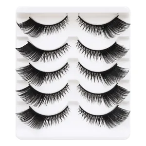Cat Eye False Eyelashes Natural Wispy Eye Extension Synthetic Fiber Eyelashes Handmade Set For Makeup Women Daily Party