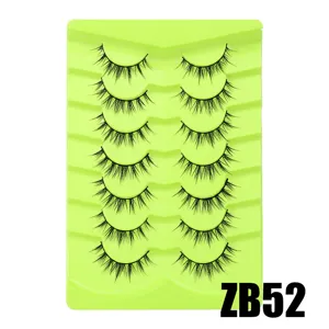 7 Paar künstliche Wimpern flauschig Volumen Cat Eye Wimpern grüne Schale Make-up Tools