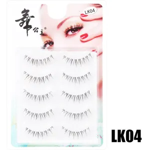 5 Paare künstliche Wimpern im Little Devil Stil mit transparentem Fischband für Make-up.
