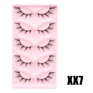 5 Paar künstliche Wimpern dichte Katzenauge geschwungene Make-up Wimpern Set Schale
