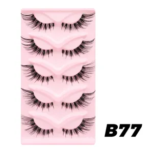 5 Paar künstliche Wimpern Katzenauge geschwungen dick weich natürlich Volumen Wimpern