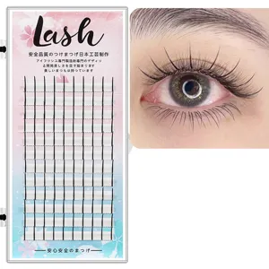 Japanische Kunstwimpernverlängerung Tablett mit natürlichem Make-up Effekt Nahaufnahme.
