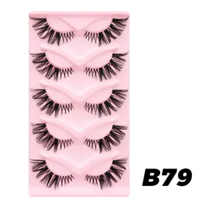 5 Paar Katzenaugen Künstliche Wimpern Dichte Dramatische Wimpern mit Rosa Ablage