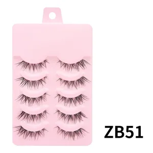 Künstliche Wimpern 5 Paar natürlicher Look weiche schwarze Wimpern rosa Palette Make-up