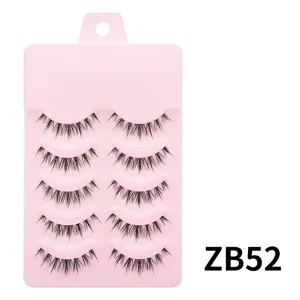 5 Paar natürliche künstliche Wimpern Tages-Make-up weiche handgemachte Wimpern Detailansicht