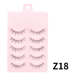 5 Paar künstliche Wimpern natürlicher Look weiche Verlängerung rosa Schale Make-up