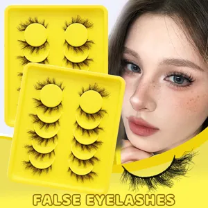 6 Paar Dichte Künstliche Wimpern mit Gelber Schale Natürliches Volumen Make-up Zubehör