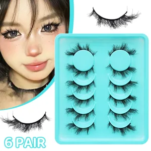 6 Paar Flauschige Künstliche Wimpern Dramatisches Volumen Falsche Wimpern Blaue Schale