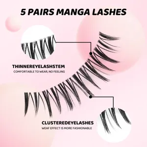 5 paar manga wimpern büschel künstliche wimpern natürlicher cosplay alltag dünner stiel