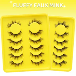 Dramatisch Dichte Nerzimitat Falsche Wimpern Geflügelte Katzenauge Wimpern Buntes Tablett Make-up Zubehör Für Damen Party Hochzeit
