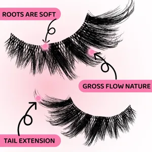Detailansicht fluffiger künstlicher Wimpern mit weichem Ansatz und natürlicher Form.
