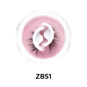 Nahaufnahme Detail selbstklebender künstlicher Wimpern in rosa Glitzer Runddose ZB51